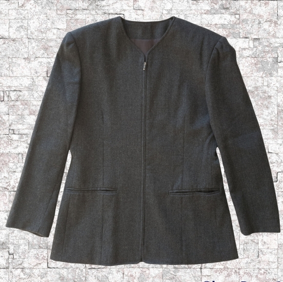 Sisley Jackets & Blazers - Sisley Grey Wool Zippered Classic Blazer Jacket